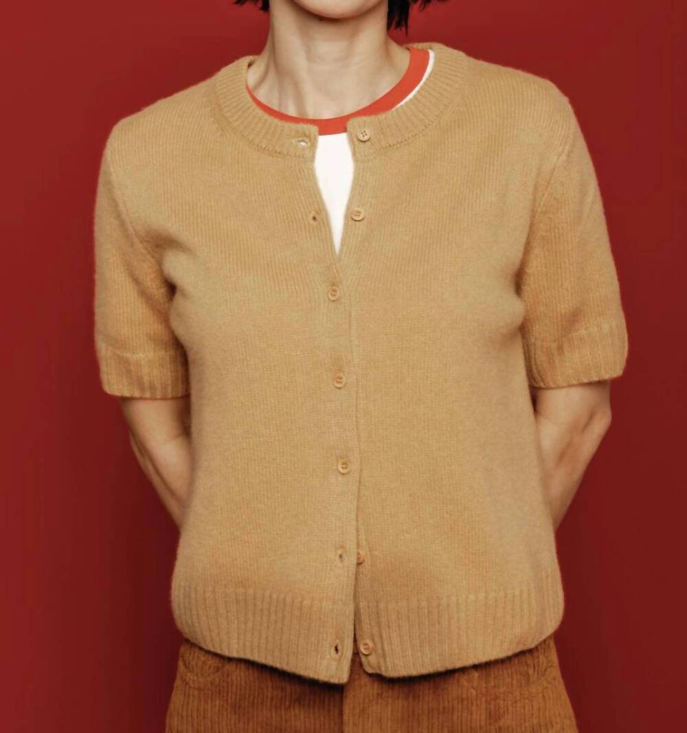NEW ONE GREY DAY townes cashmere cardigan in ochre